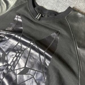 SkinGraft‎ Mens XL Black Sweatshirt Wolf Graphic Leather Sleeves Pullover